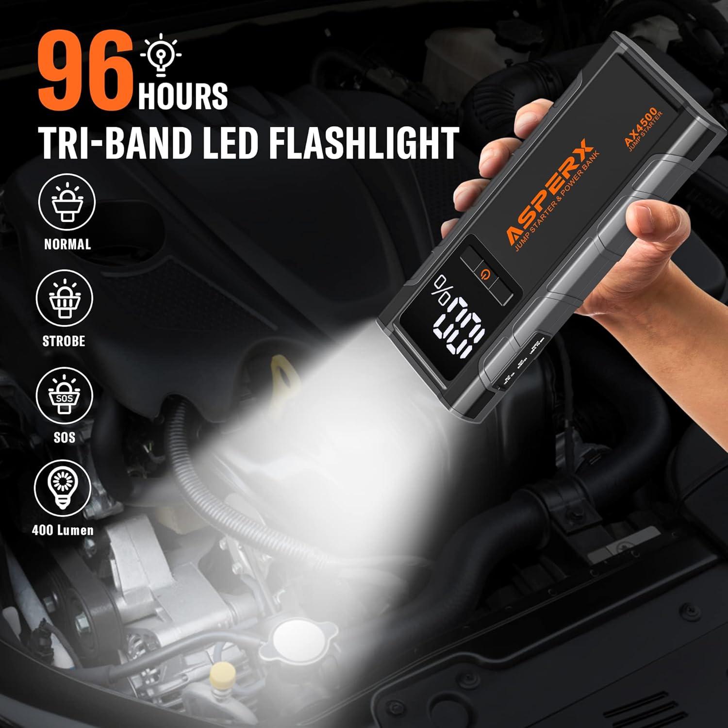 Arrancador de Salto AsperX AX4500 4500A 12V con Pantalla LCD