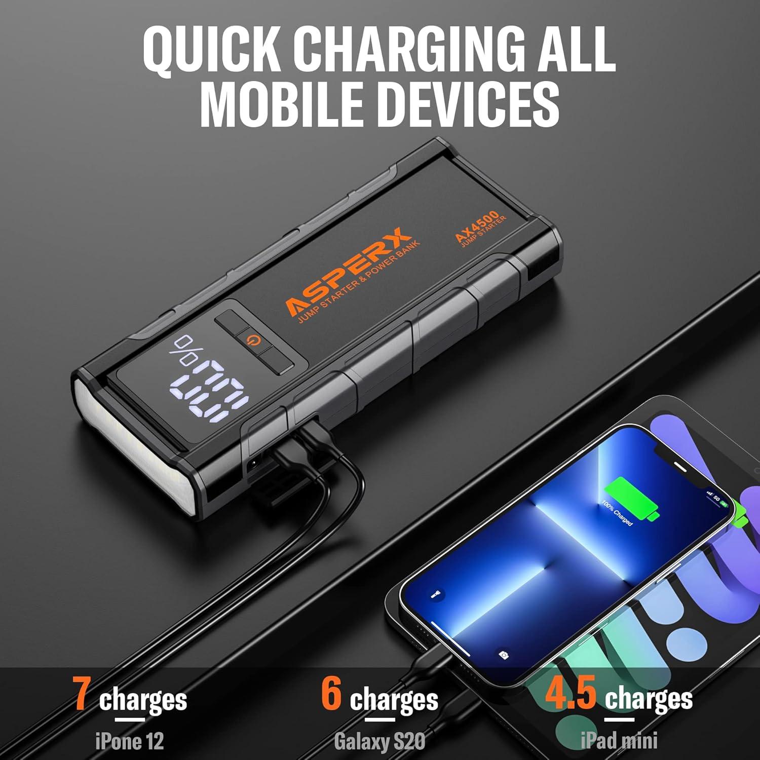 Arrancador de Salto AsperX AX4500 4500A 12V con Pantalla LCD