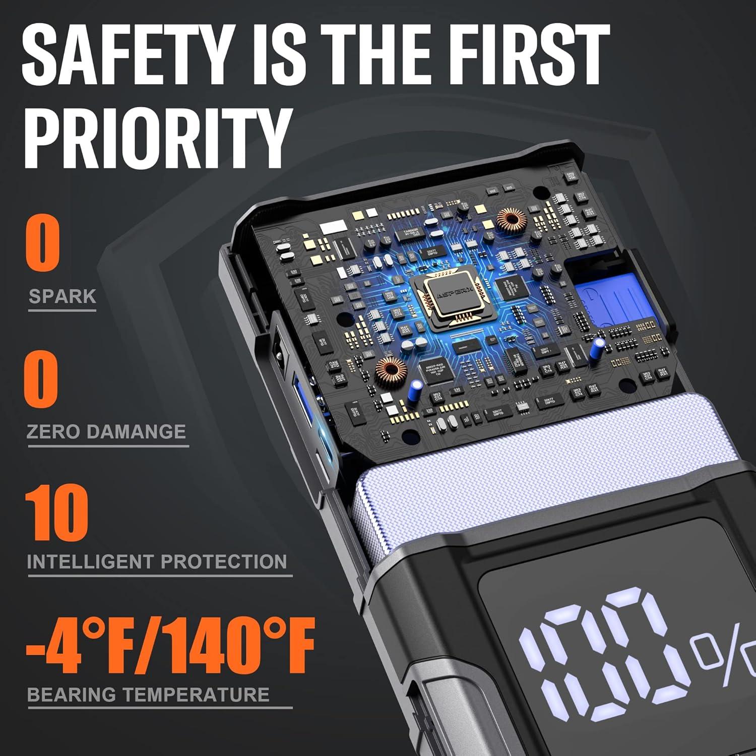 Arrancador de Salto AsperX AX4500 4500A 12V con Pantalla LCD