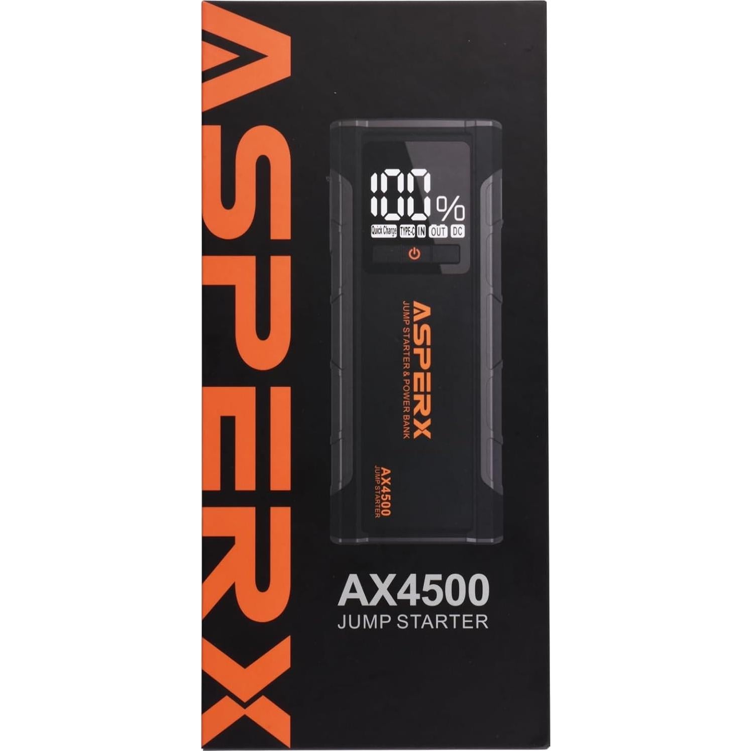 Arrancador de Salto AsperX AX4500 4500A 12V con Pantalla LCD