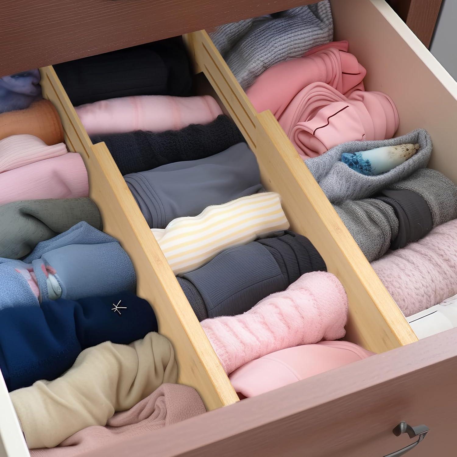 Divisores de Cajones Fabsome 6 Unidades Bambú Ajustables 31.8-43.2 cm