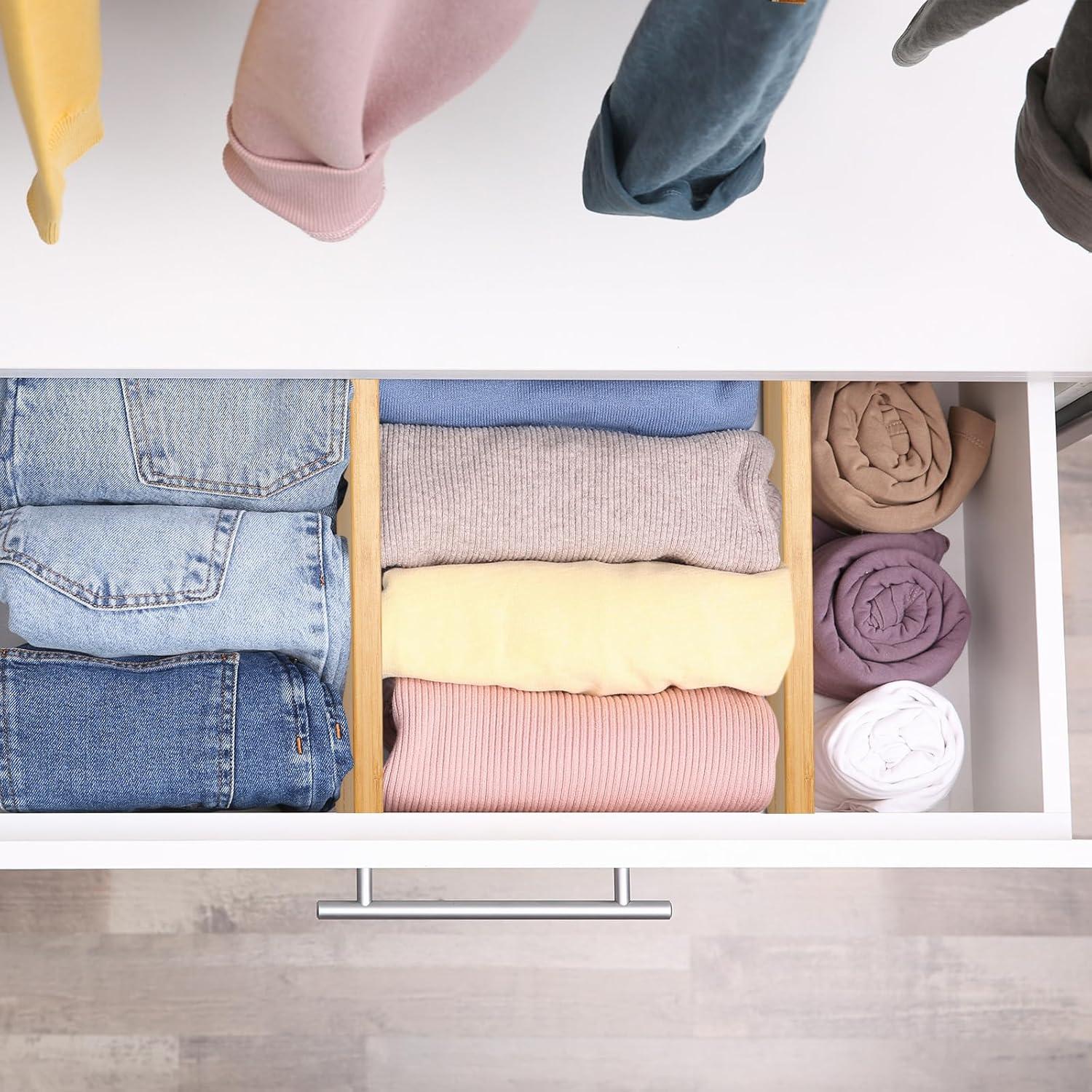 Divisores de Cajones Fabsome 6 Unidades Bambú Ajustables 31.8-43.2 cm