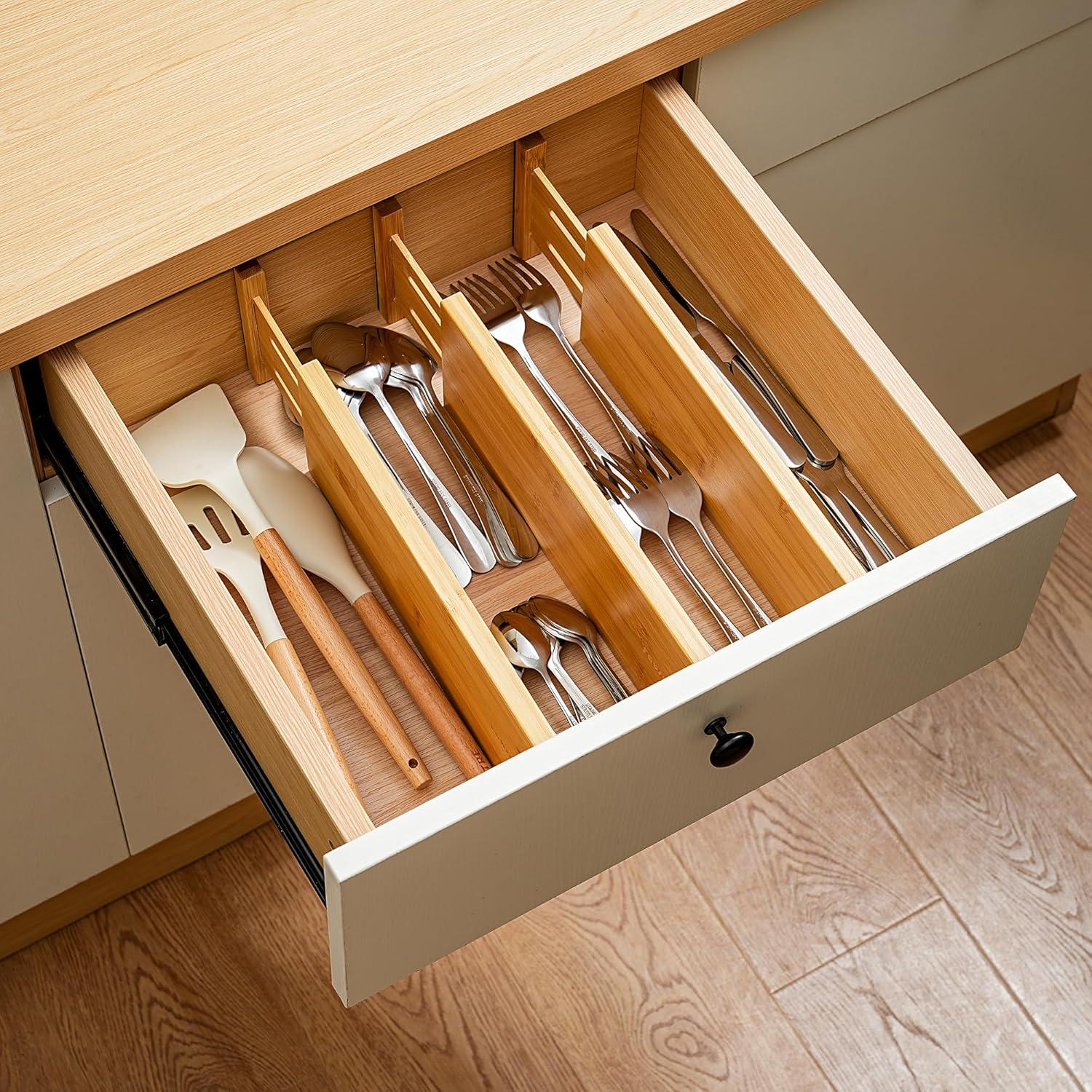 Divisores de Cajones Fabsome 6 Unidades Bambú Ajustables 31.8-43.2 cm