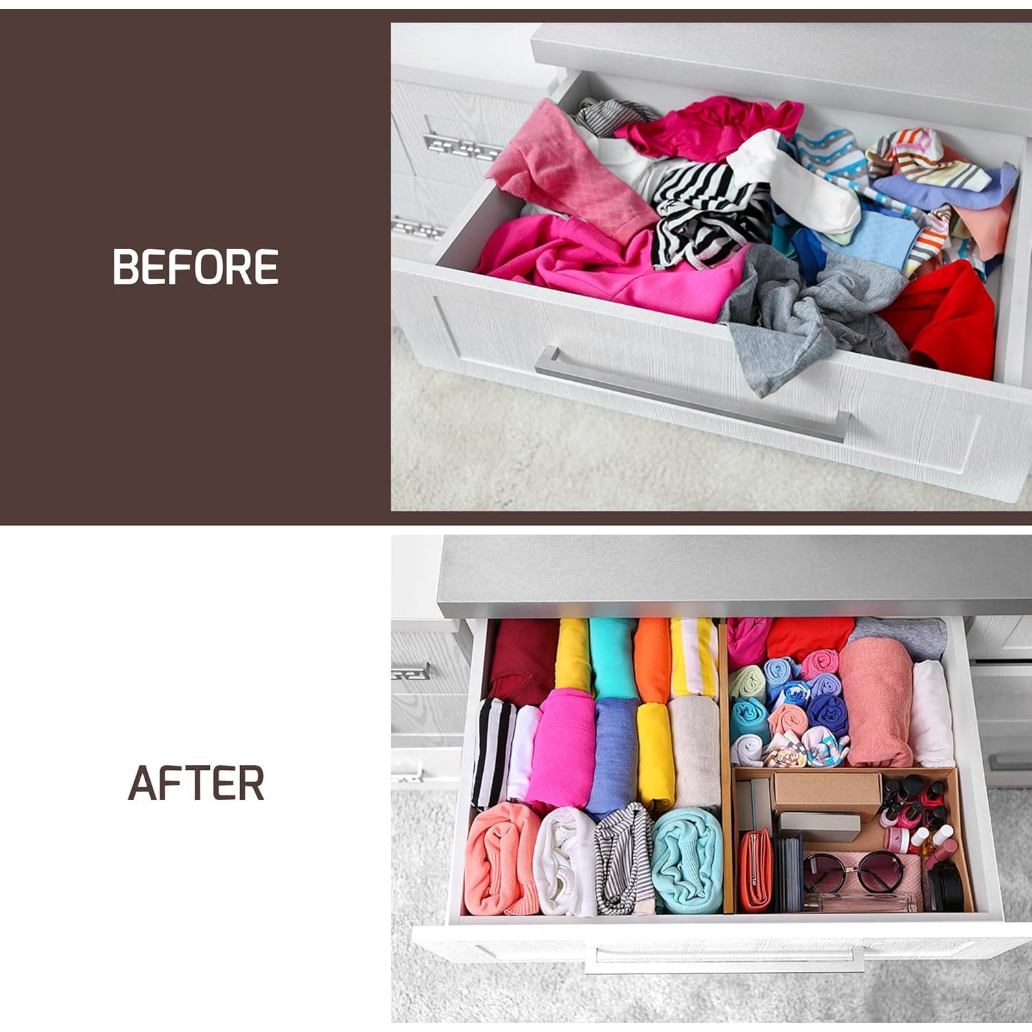 6 Divisores de Cajón Ajustables Bambú 28-43 cm Natural