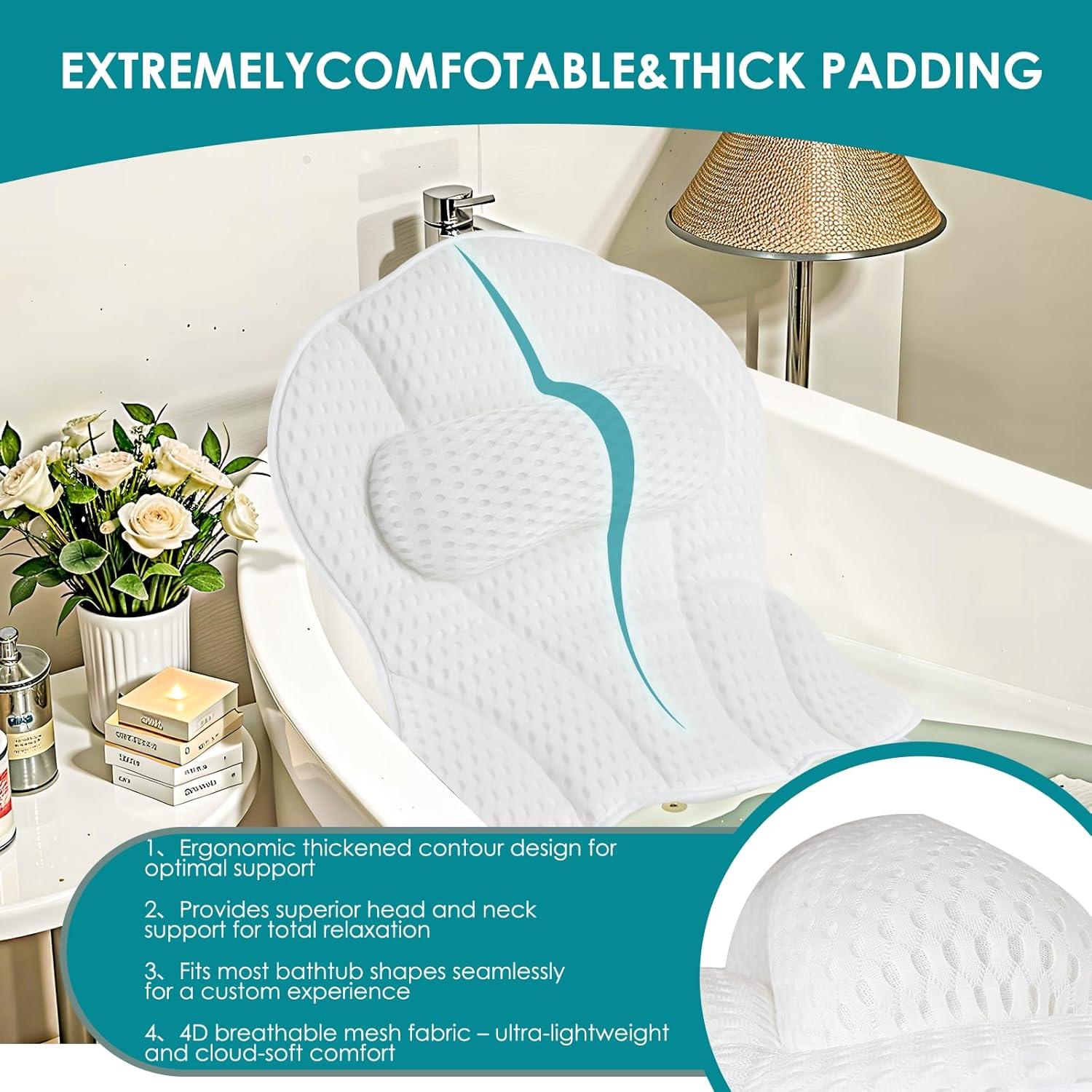Almohada de Baño SQLHM Ergonómica con Ventosas Antideslizantes