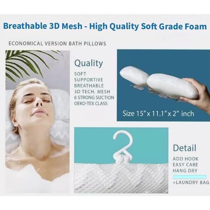 Almohada de Baño Genérico Antideslizante Malla 3D 38x28 cm
