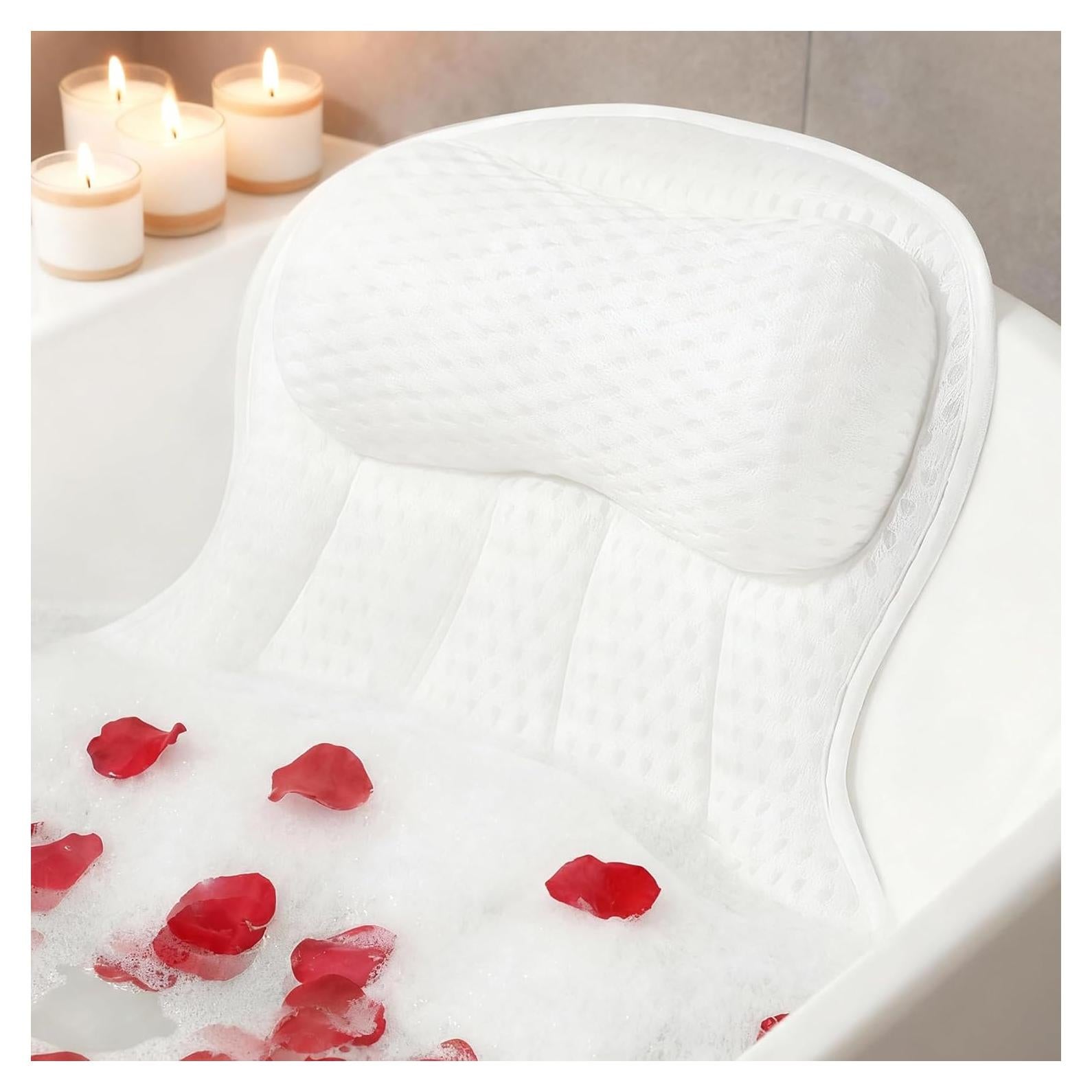 Almohada de Baño Ergonómica AmazeFan con Malla 4D - Blanco