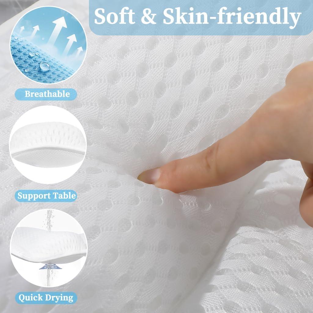 Almohada de Baño Ergonómica AmazeFan con Malla 4D - Blanco