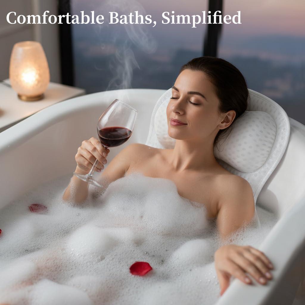 Almohada de Baño Ergonómica AmazeFan con Malla 4D - Blanco