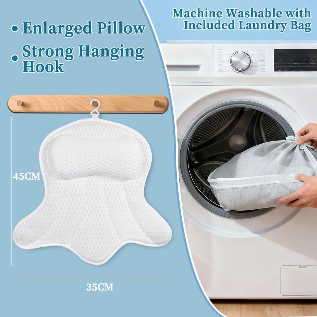 Almohada de Baño Ergonómica AmazeFan con Malla 4D - Blanco