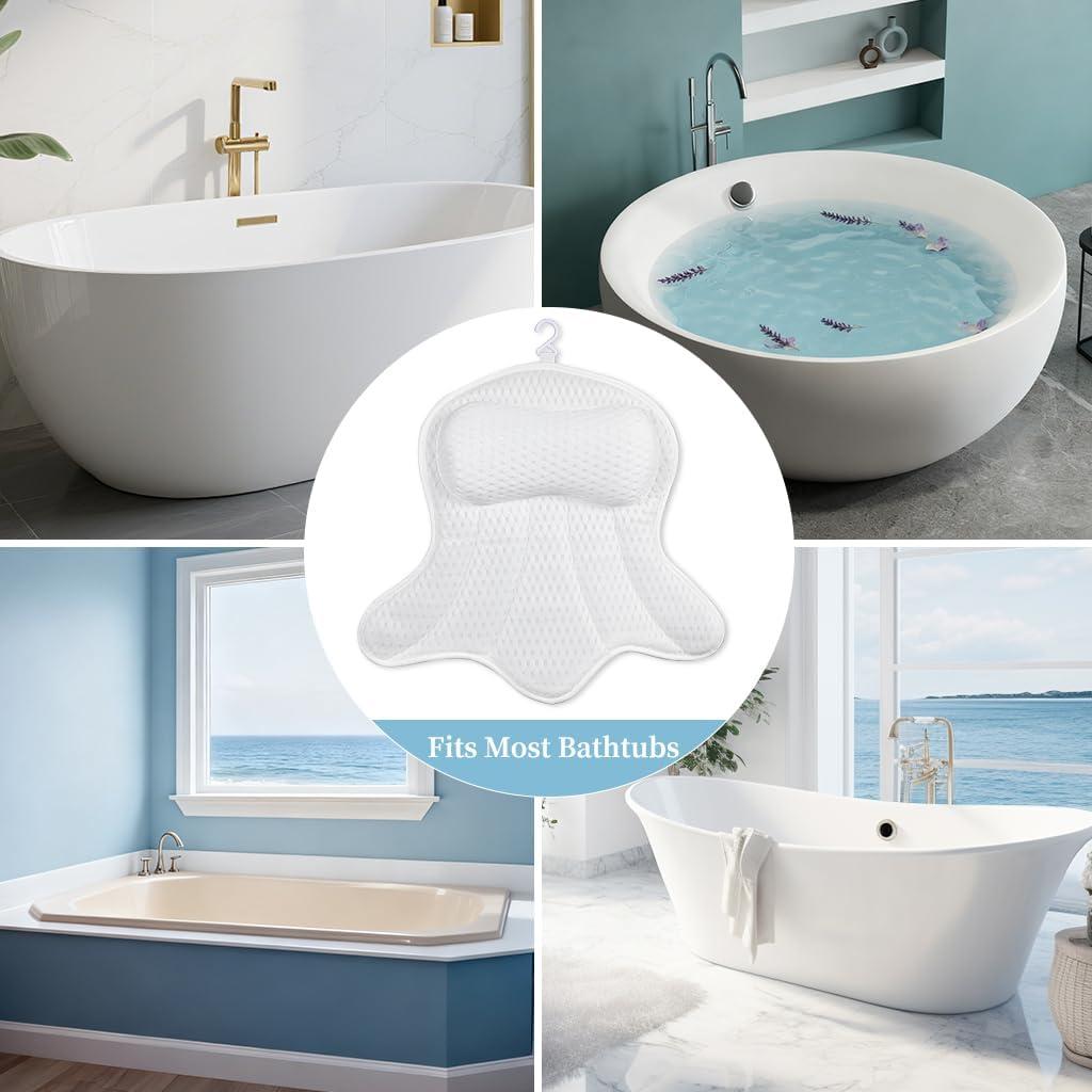 Almohada de Baño Ergonómica AmazeFan con Malla 4D - Blanco