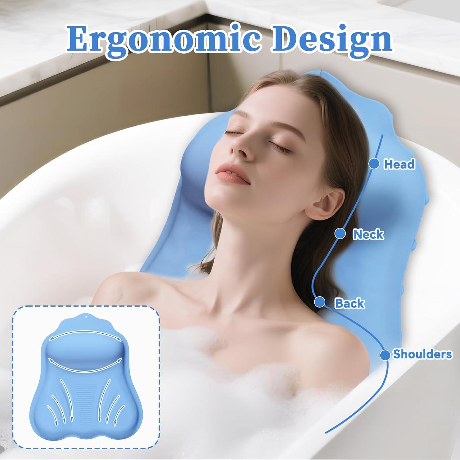 Almohada de Baño de Silicona Jalopink con Soporte 4D Azul