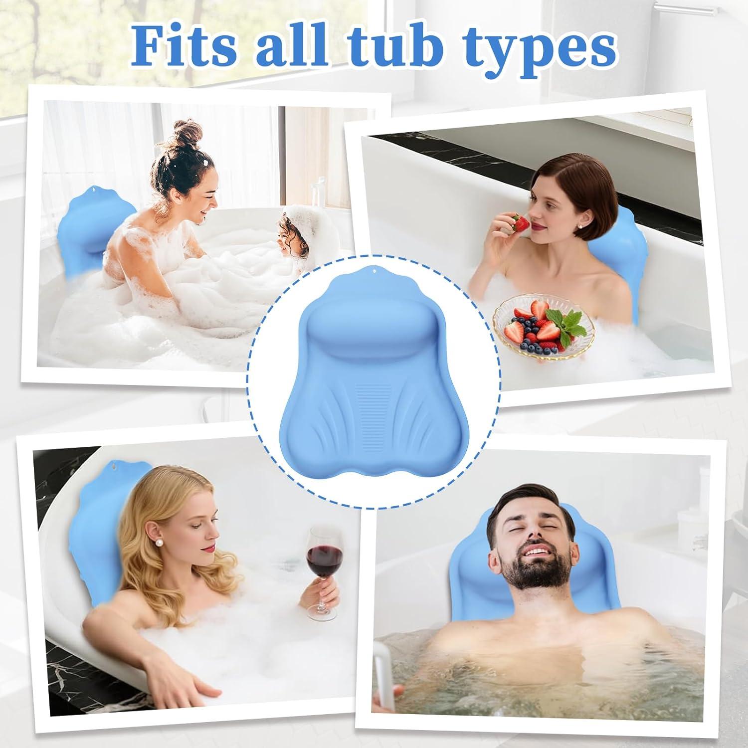 Almohada de Baño de Silicona Jalopink con Soporte 4D Azul