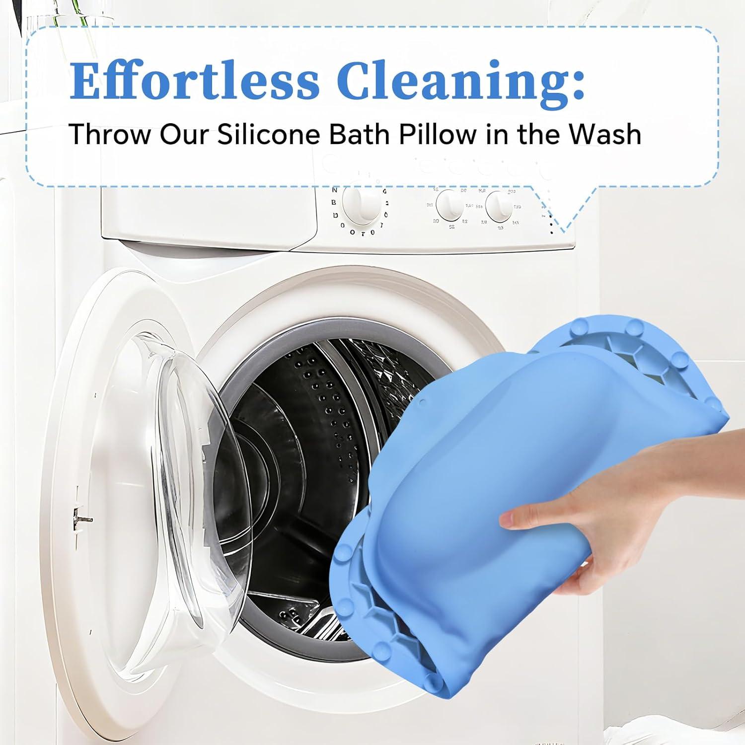 Almohada de Baño de Silicona Jalopink con Soporte 4D Azul