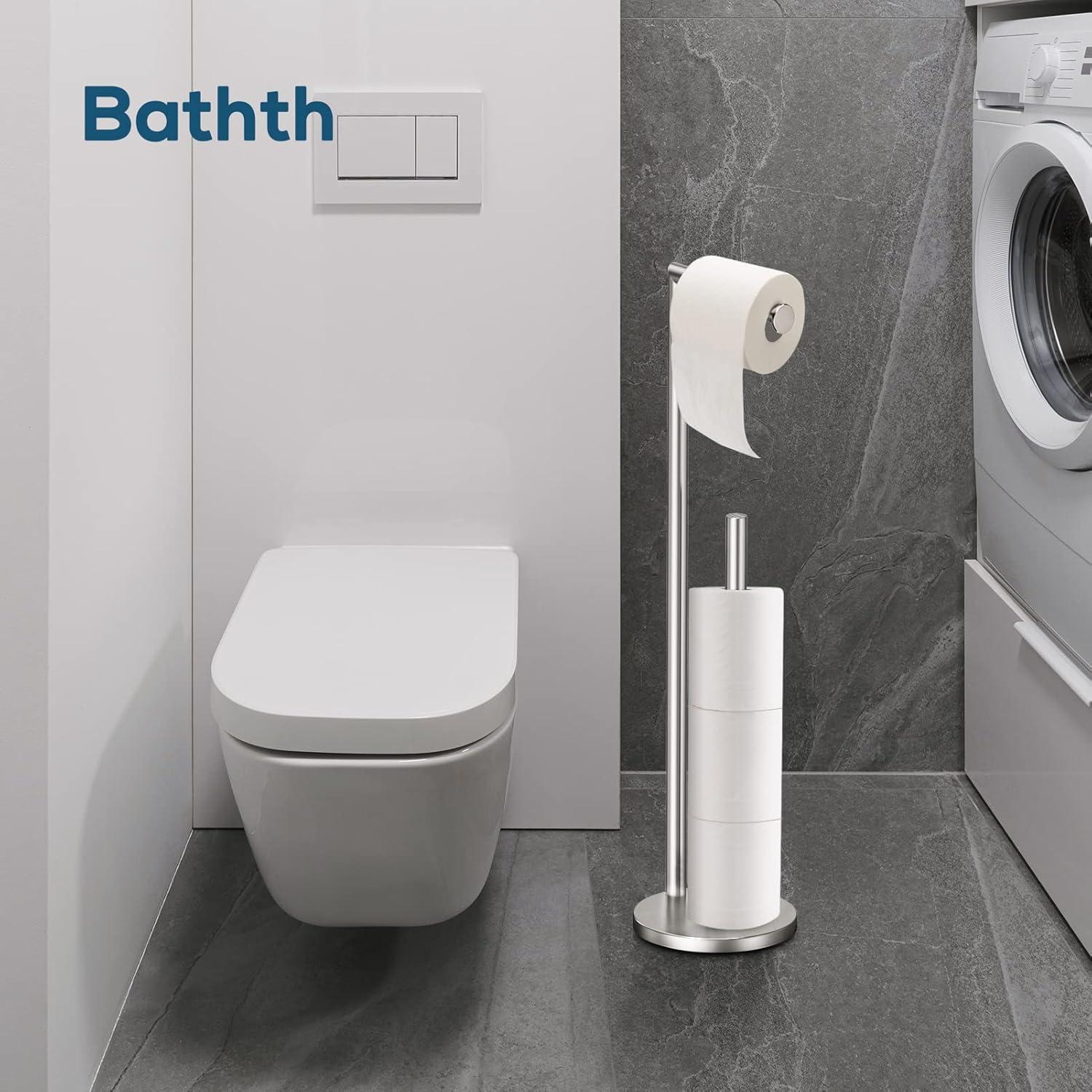 Soporte de papel higiénico de pie Bathth en níquel cepillado