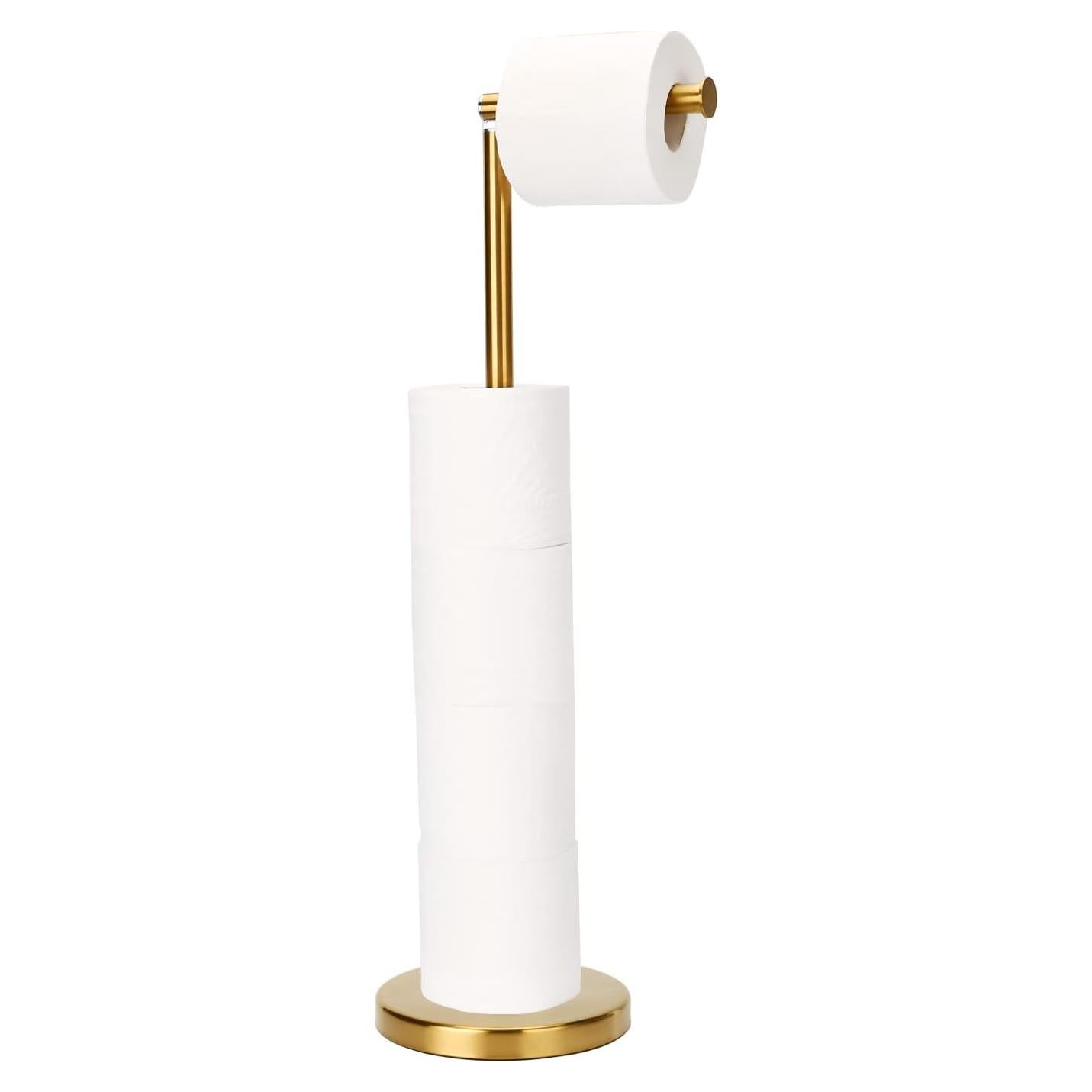 Soporte de Papel Higiénico de Pie WAYDELI Dorado Acero Inoxidable