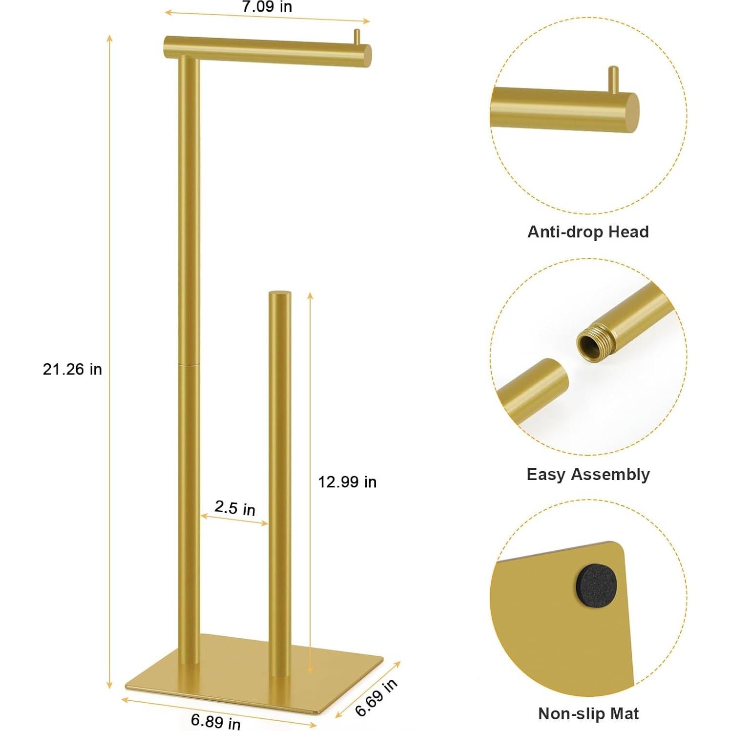 Soporte de Papel Higiénico de Pie OYEAL Beige Dorado con Almacenamiento