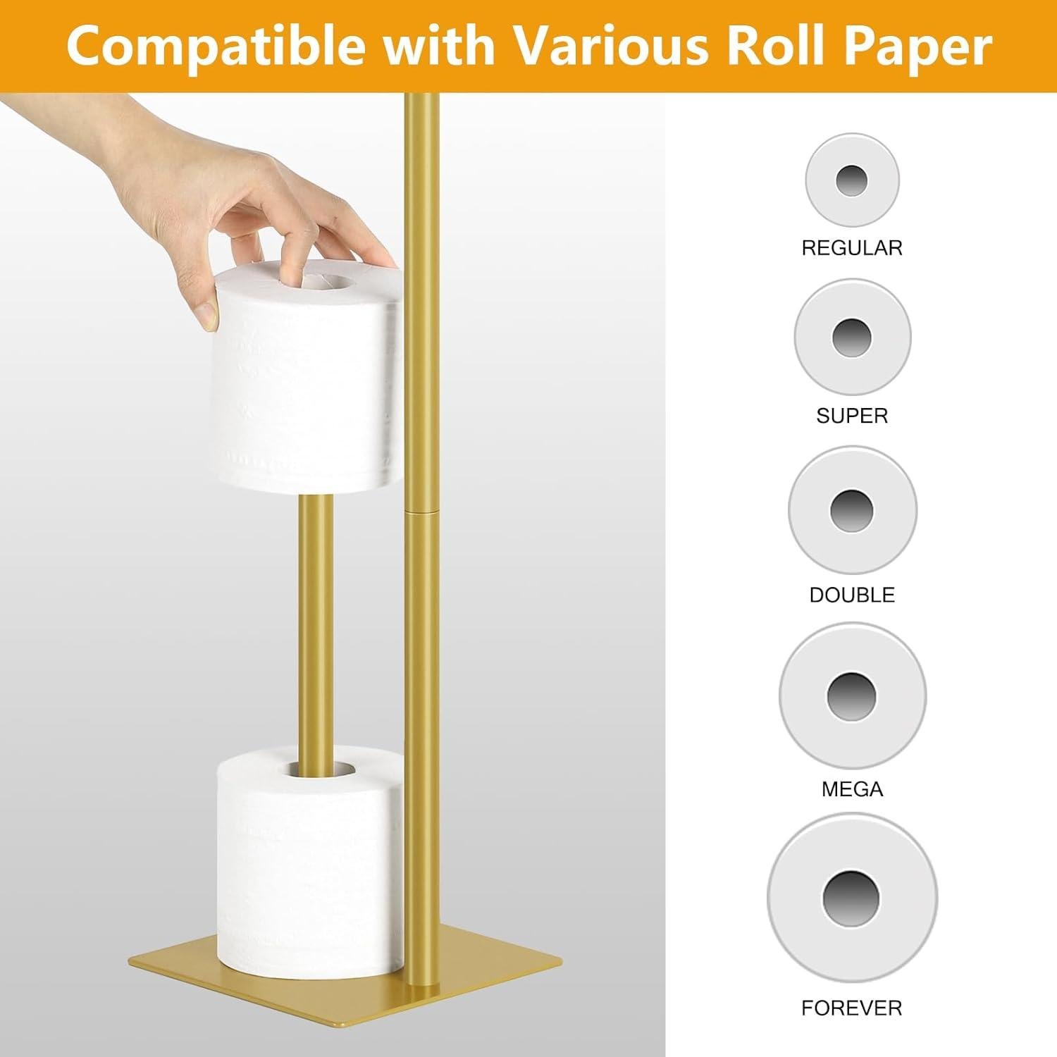 Soporte de Papel Higiénico de Pie OYEAL Beige Dorado con Almacenamiento