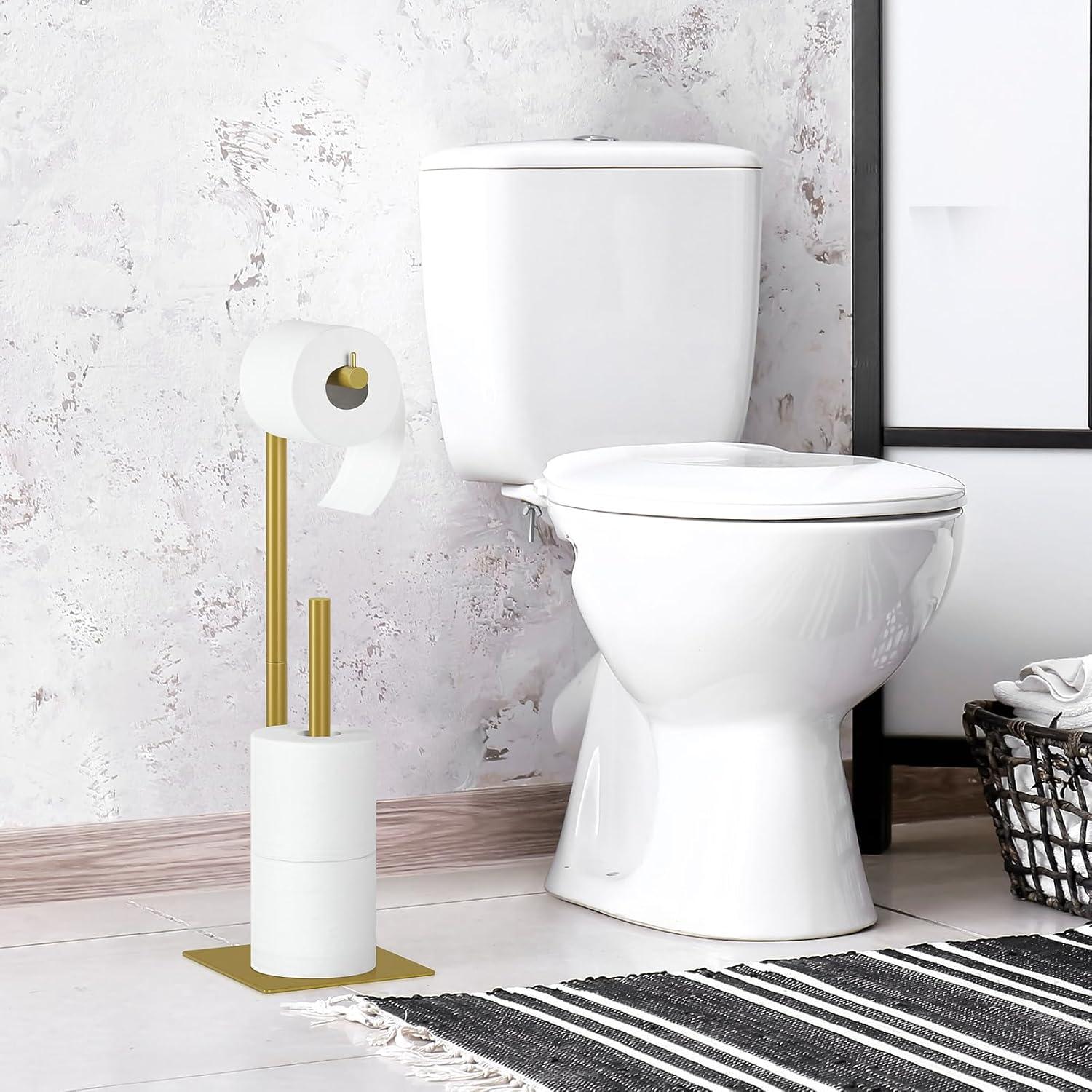 Soporte de Papel Higiénico de Pie OYEAL Beige Dorado con Almacenamiento