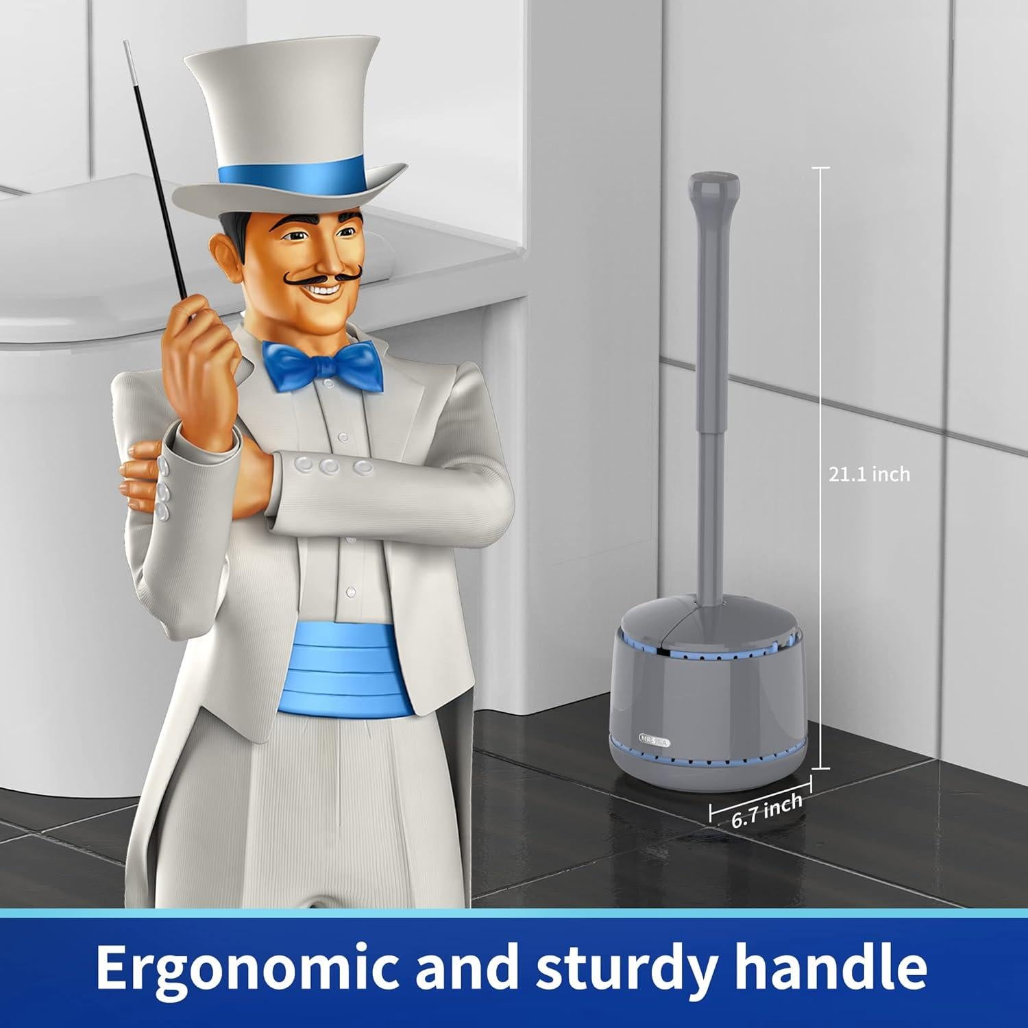 Desatascador de Inodoro MR.SIGA con Soporte Ergonómico Gris