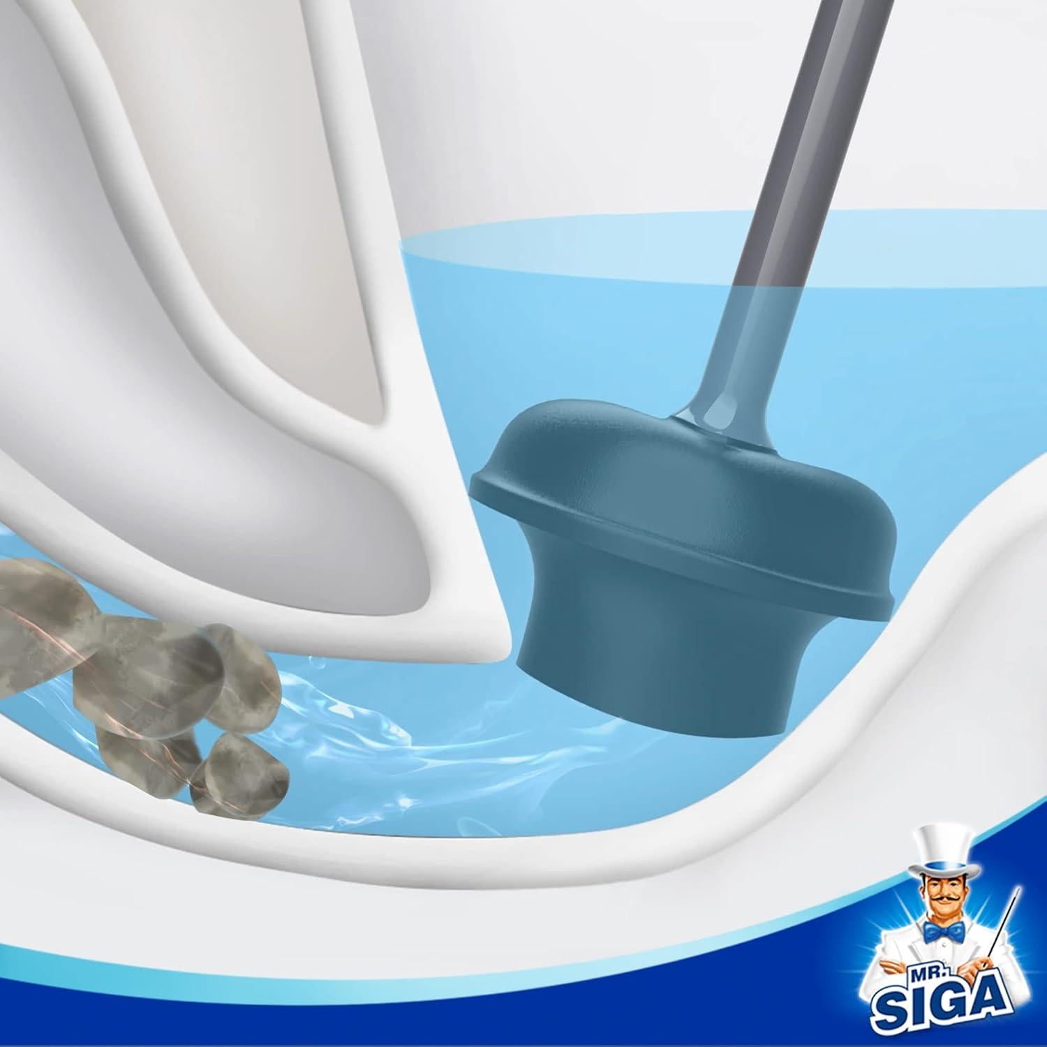 Desatascador de Inodoro MR.SIGA con Soporte Ergonómico Gris