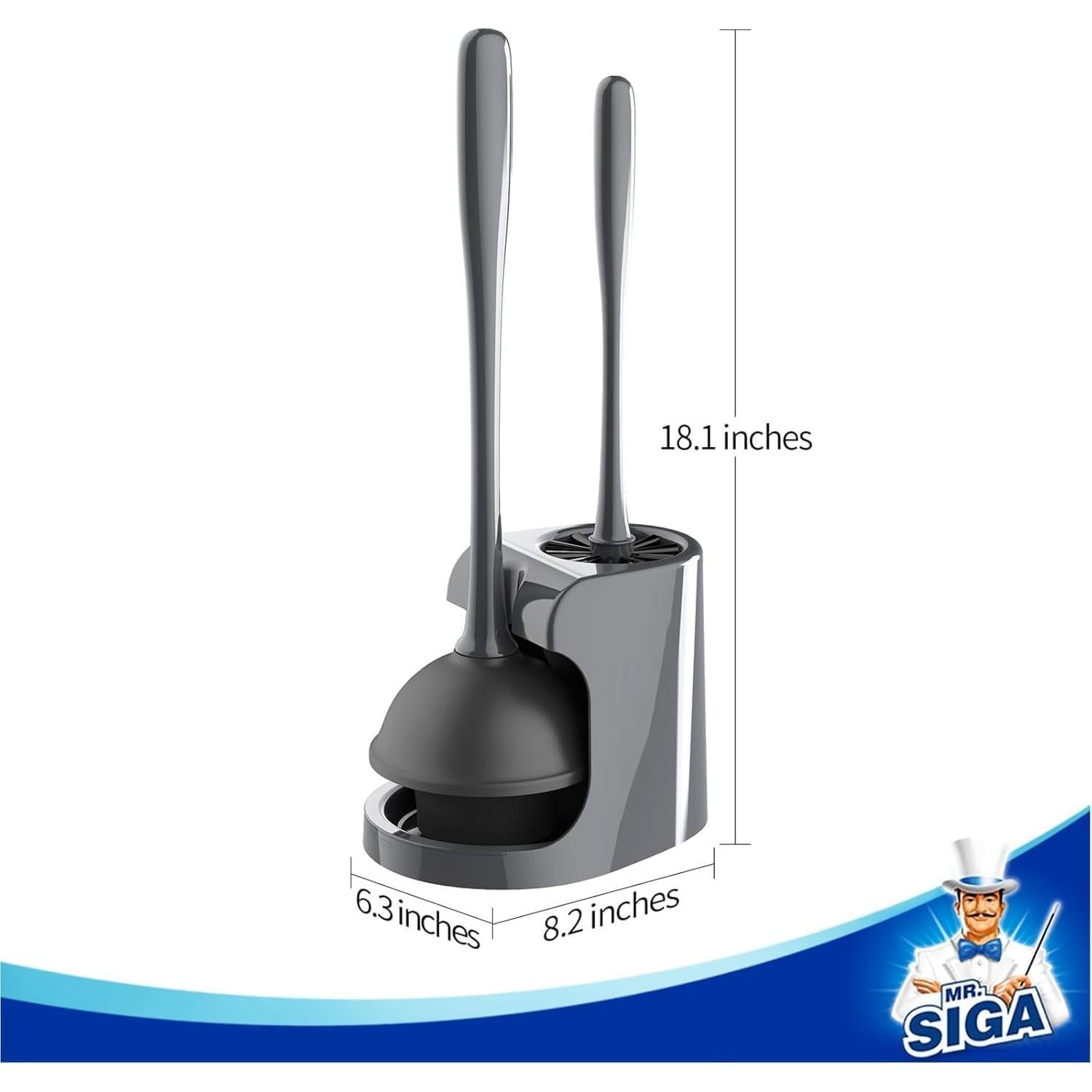 Combo Desatascador y Cepillo de Inodoro MR.SIGA Gris 2 Unidades