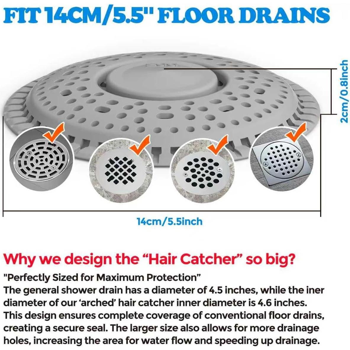 Receptor de Cabello para Drenaje de Ducha zaa, 2 Piezas, Gris