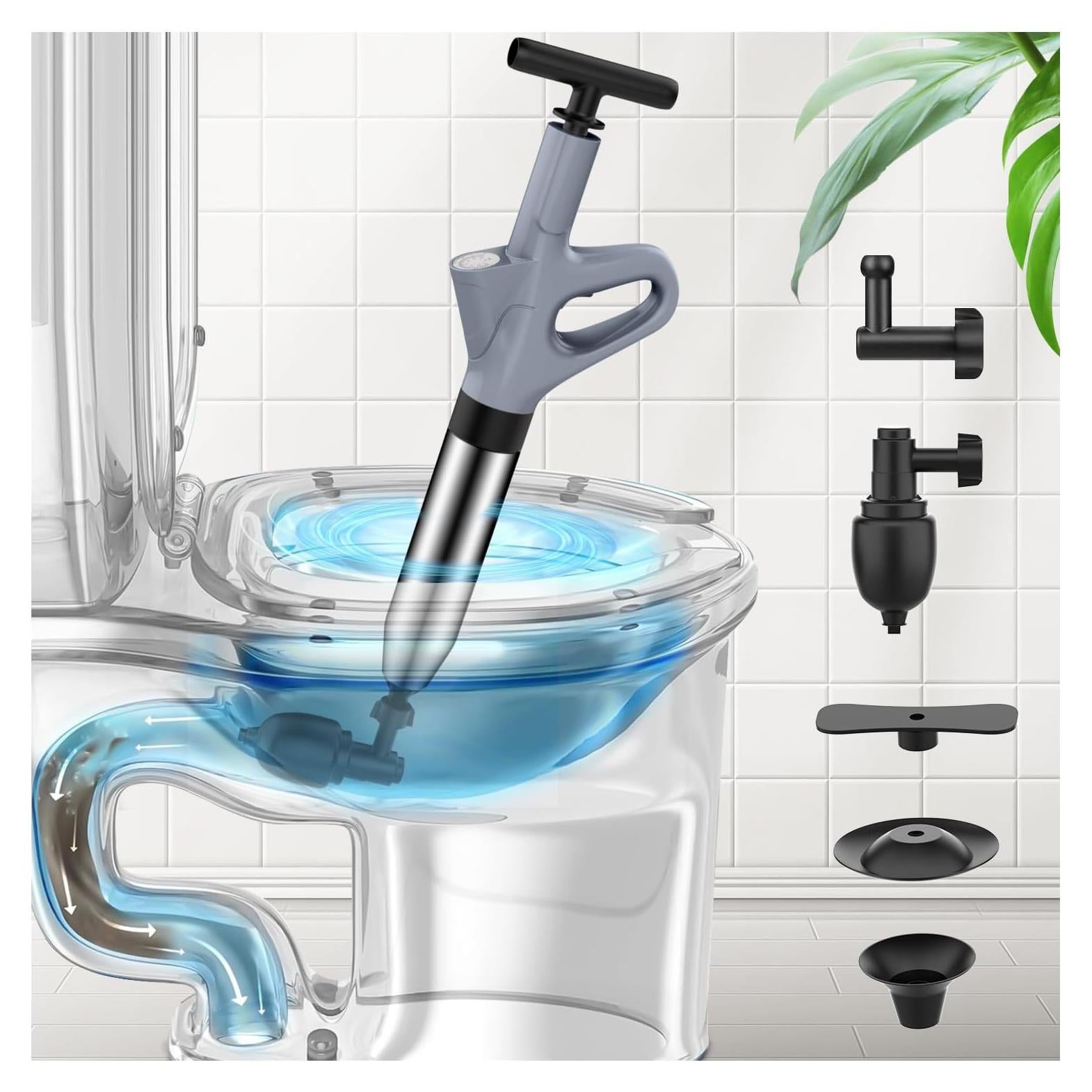 Desatascador de Inodoro Mieaoll Alta Presión con Manómetro