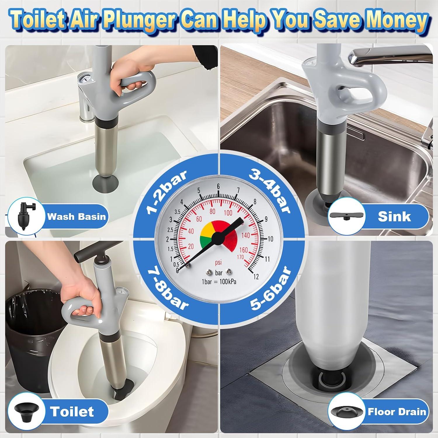 Desatascador de Inodoro Mieaoll Alta Presión con Manómetro