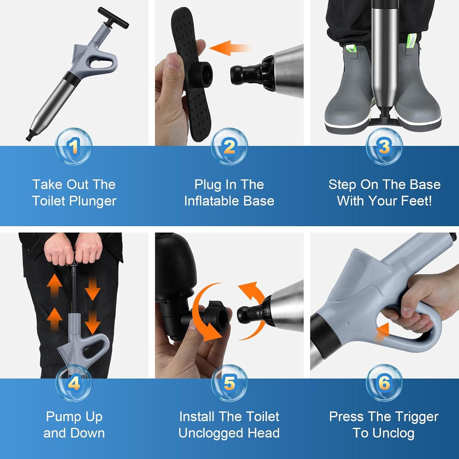 Desatascador de Inodoro Mieaoll Alta Presión con Manómetro