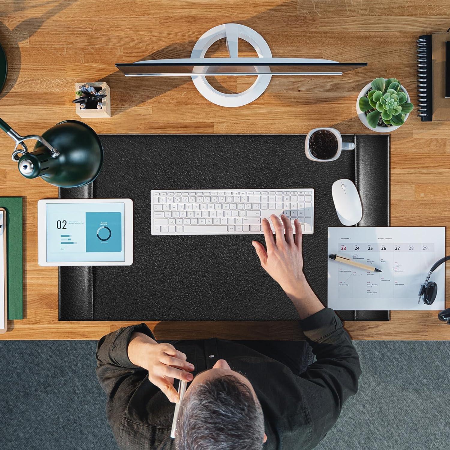 Protector de Escritorio de Cuero Negro Saysurey 76x46 cm