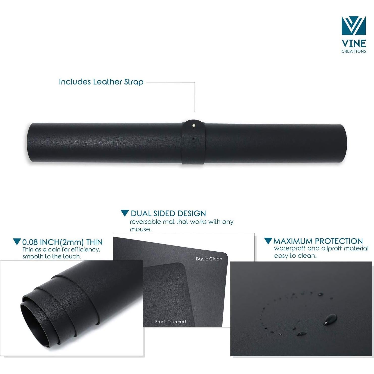 Alfombrilla de Escritorio Grande Vine Creations 111.76x55.88cm Negro