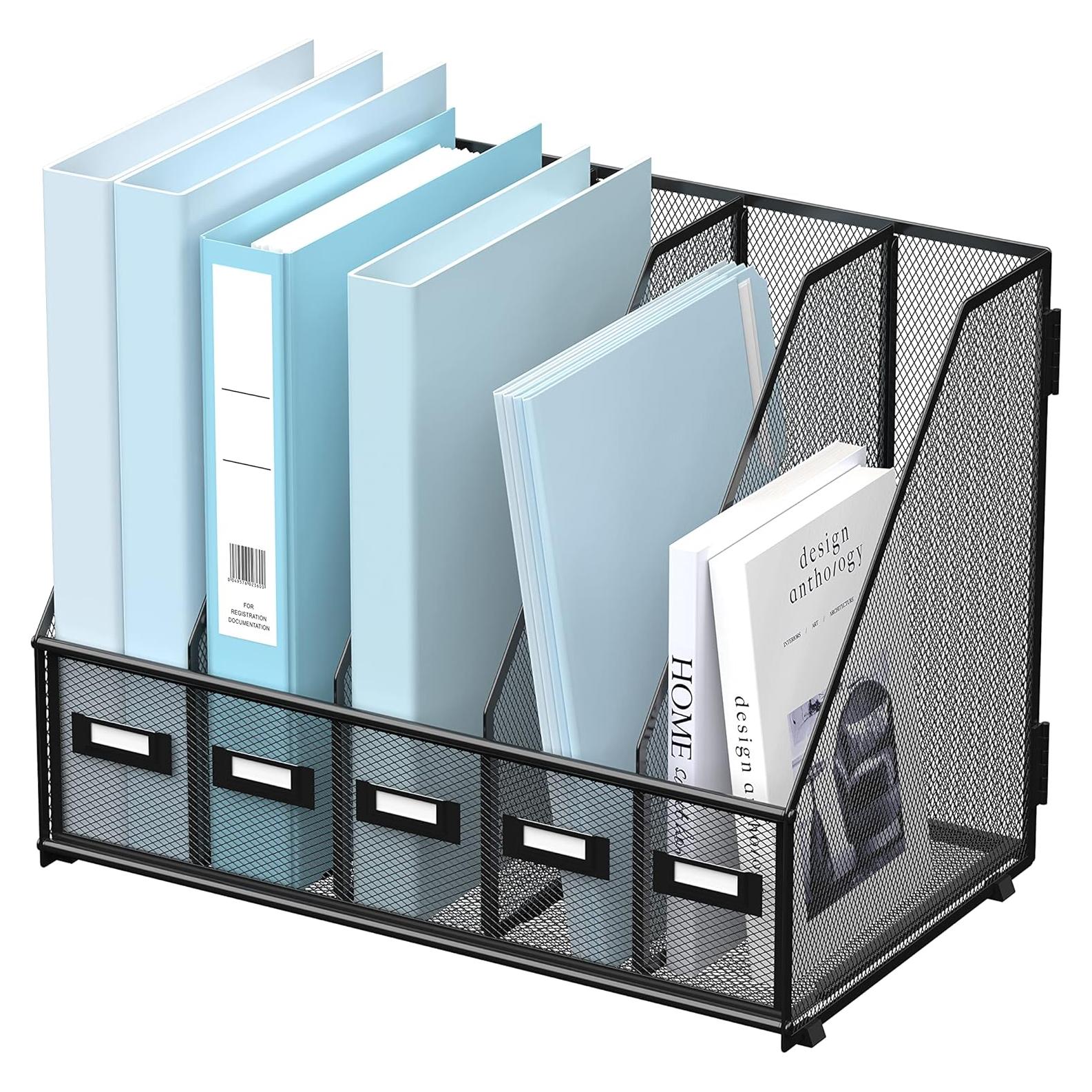 Organizador de Escritorio SUPEASY de Metal Negro 5 Compartimentos