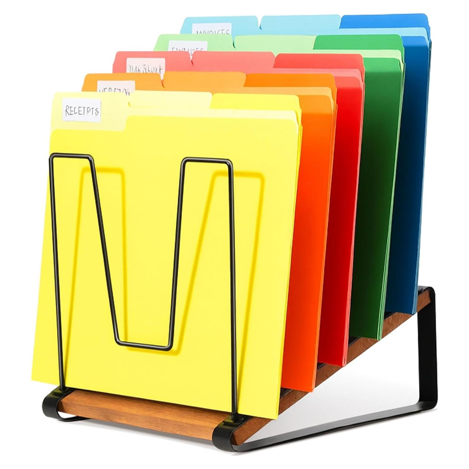 Organizador de Archivos HULISEN de Metal y Madera, 5 Secciones