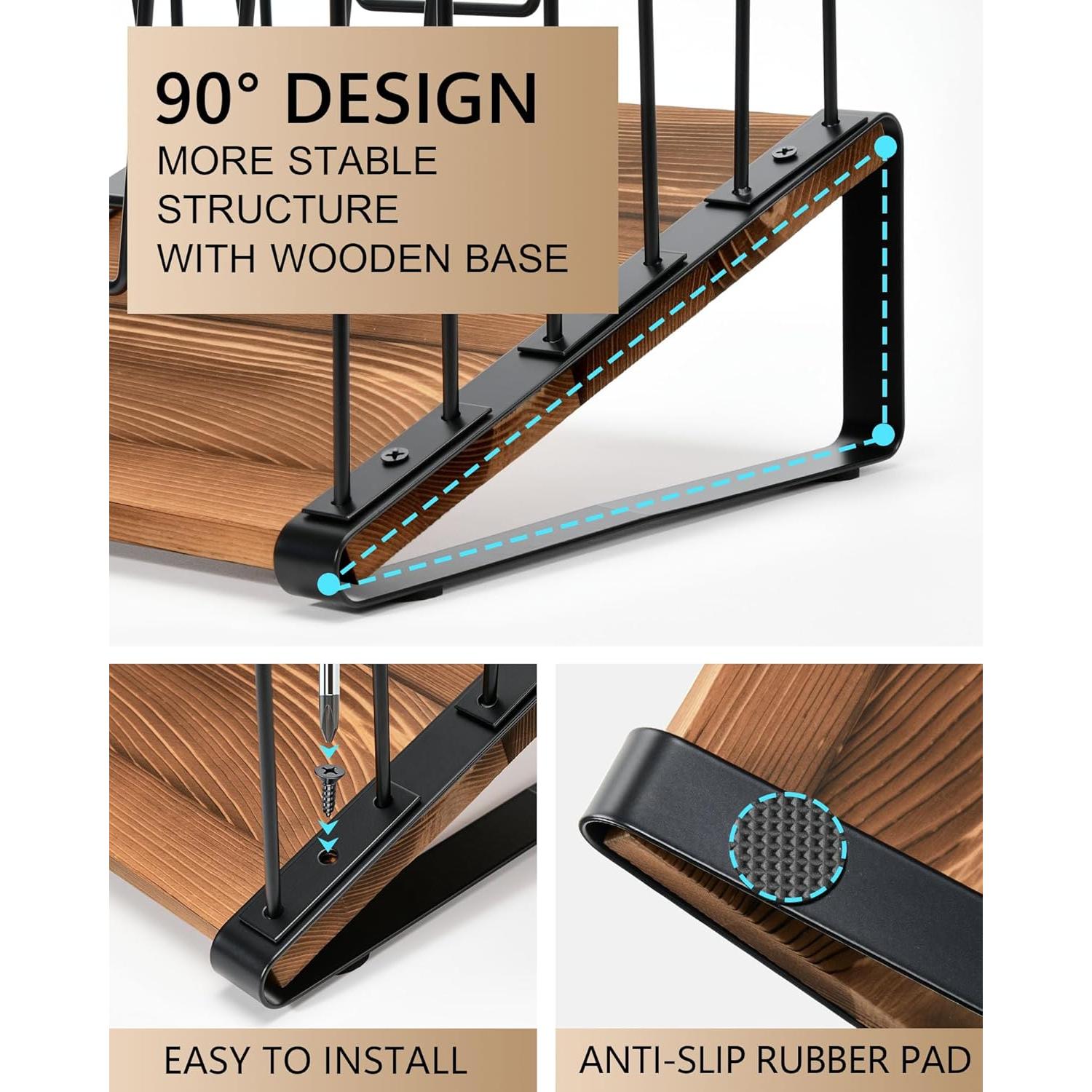 Organizador de Archivos HULISEN de Metal y Madera, 5 Secciones