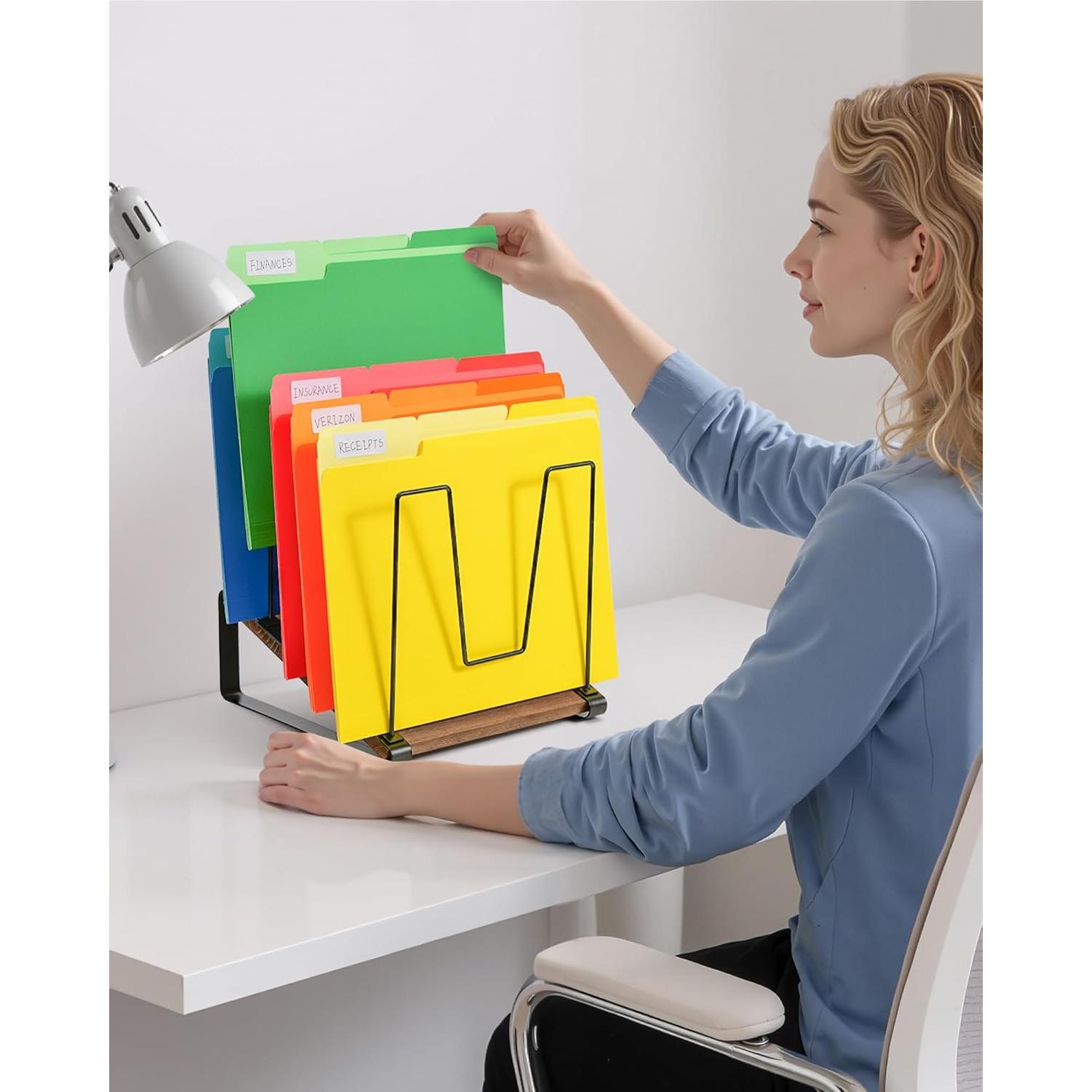 Organizador de Archivos HULISEN de Metal y Madera, 5 Secciones