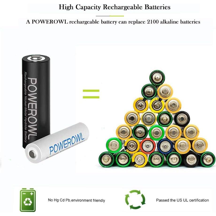 Baterías recargables POWEROWL AA 2800mAh y AAA 1000mAh