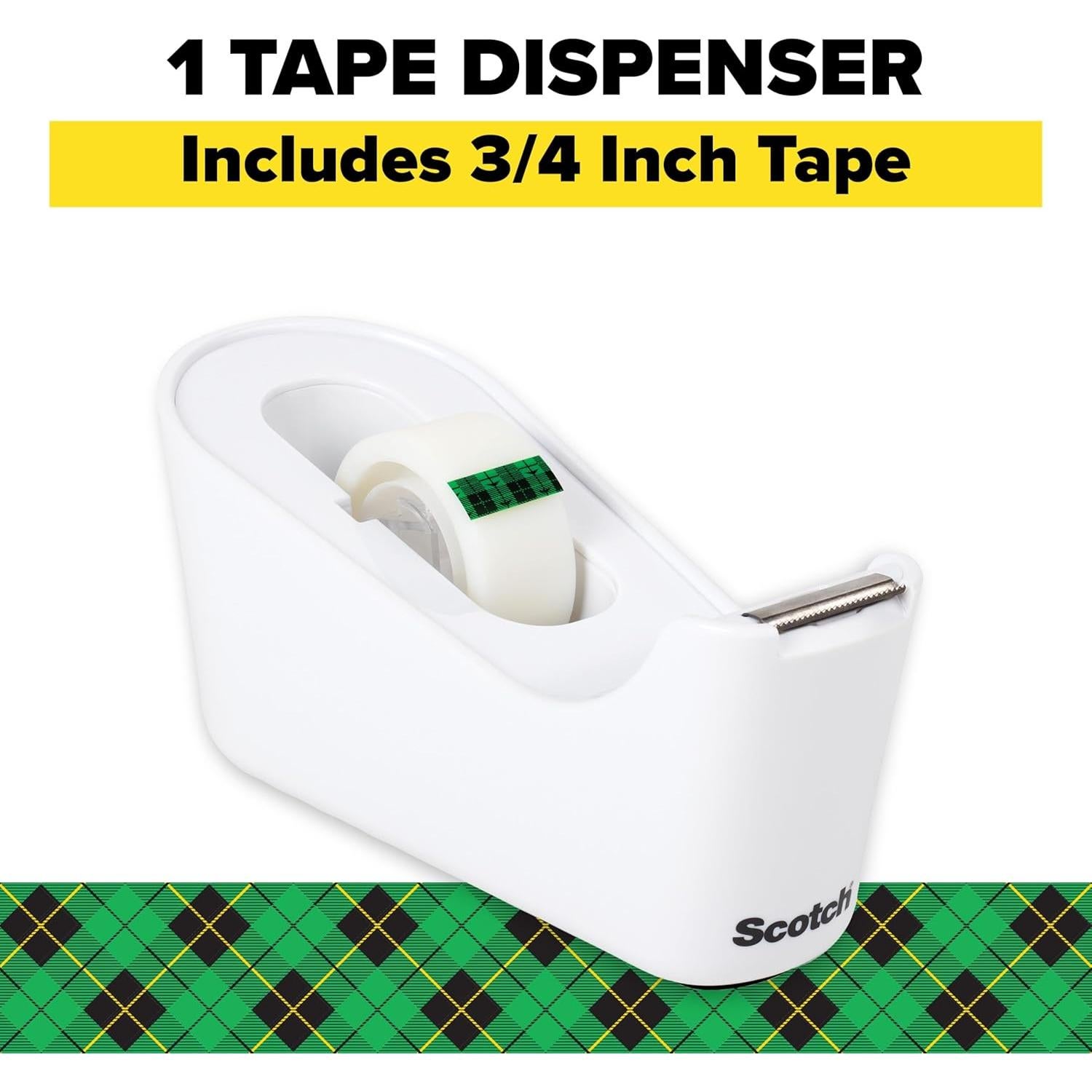 Dispensador de Cinta Scotch Classic Blanco con Cinta Mágica 1.9 cm