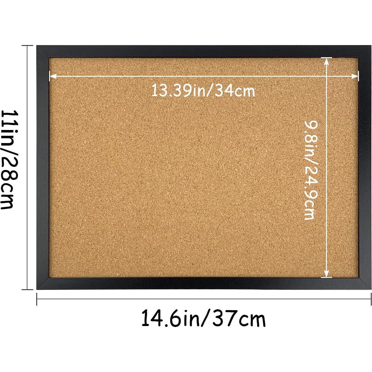 Tablero de Corcho Negro BGJRBY 37x28cm con Marco de Madera