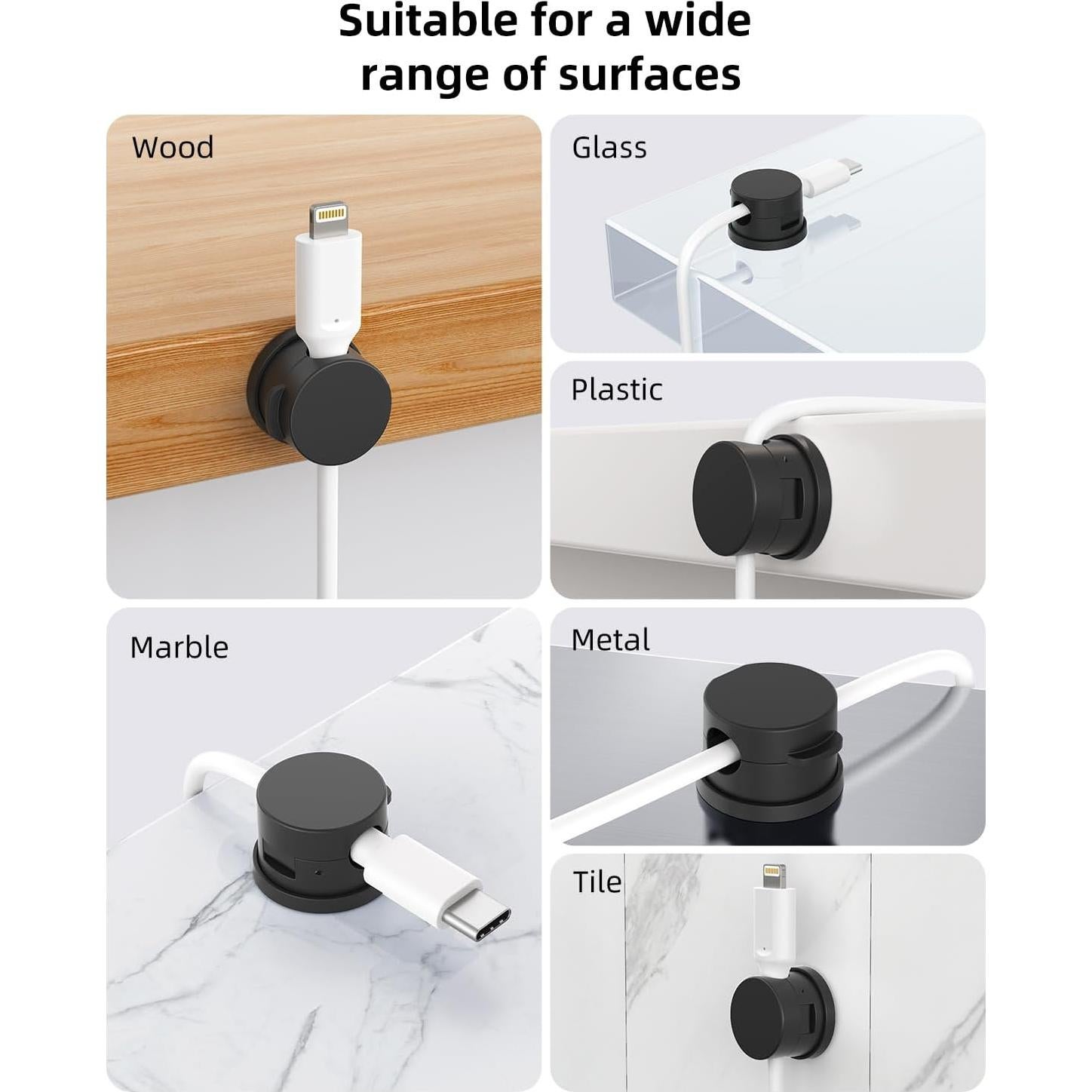 Organizador de Cables Giratorio INCHOR - Paquete de 6 Clips Magnéticos