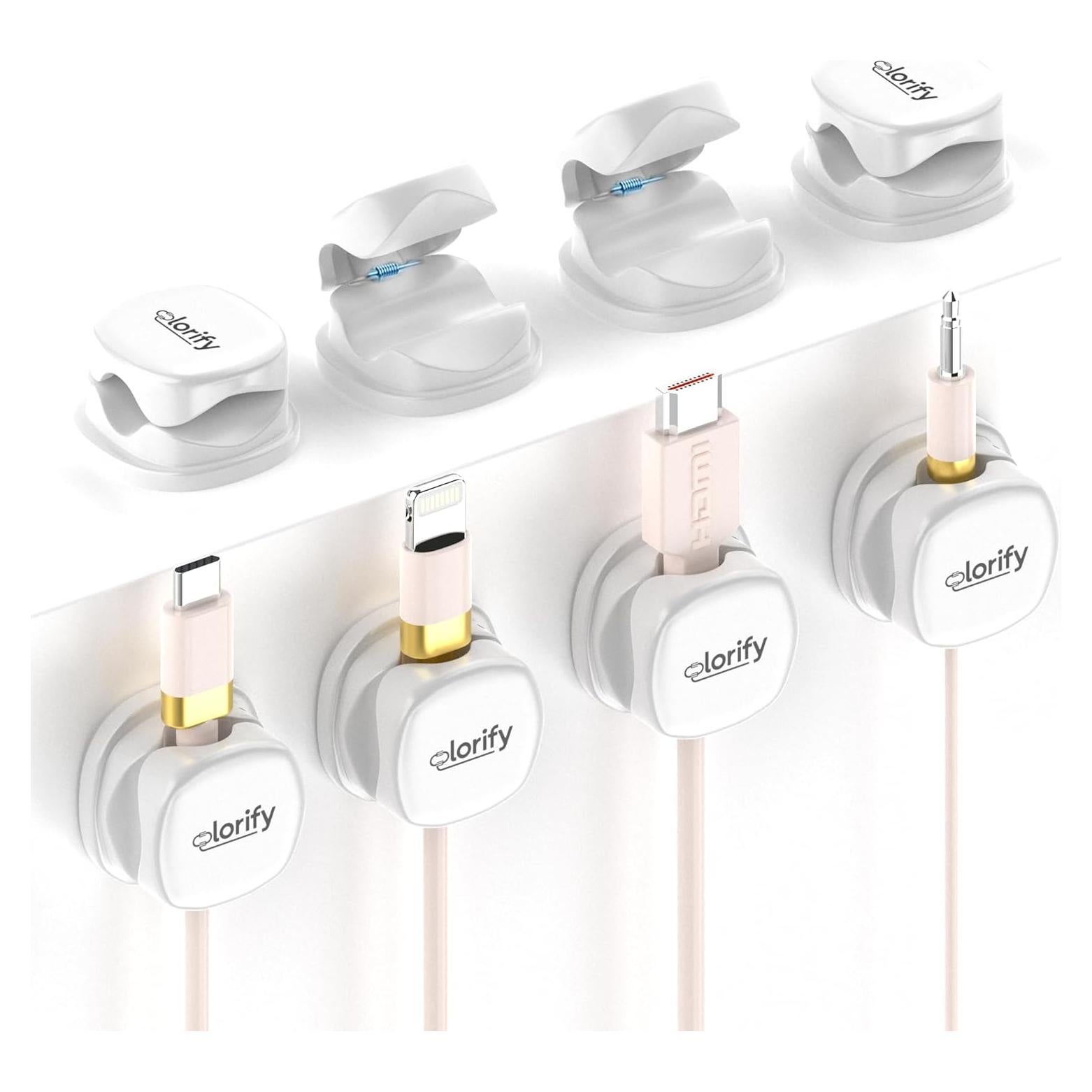 Organizador de Cables Adhesivo Olorify - Paquete de 8 Clips Blancos