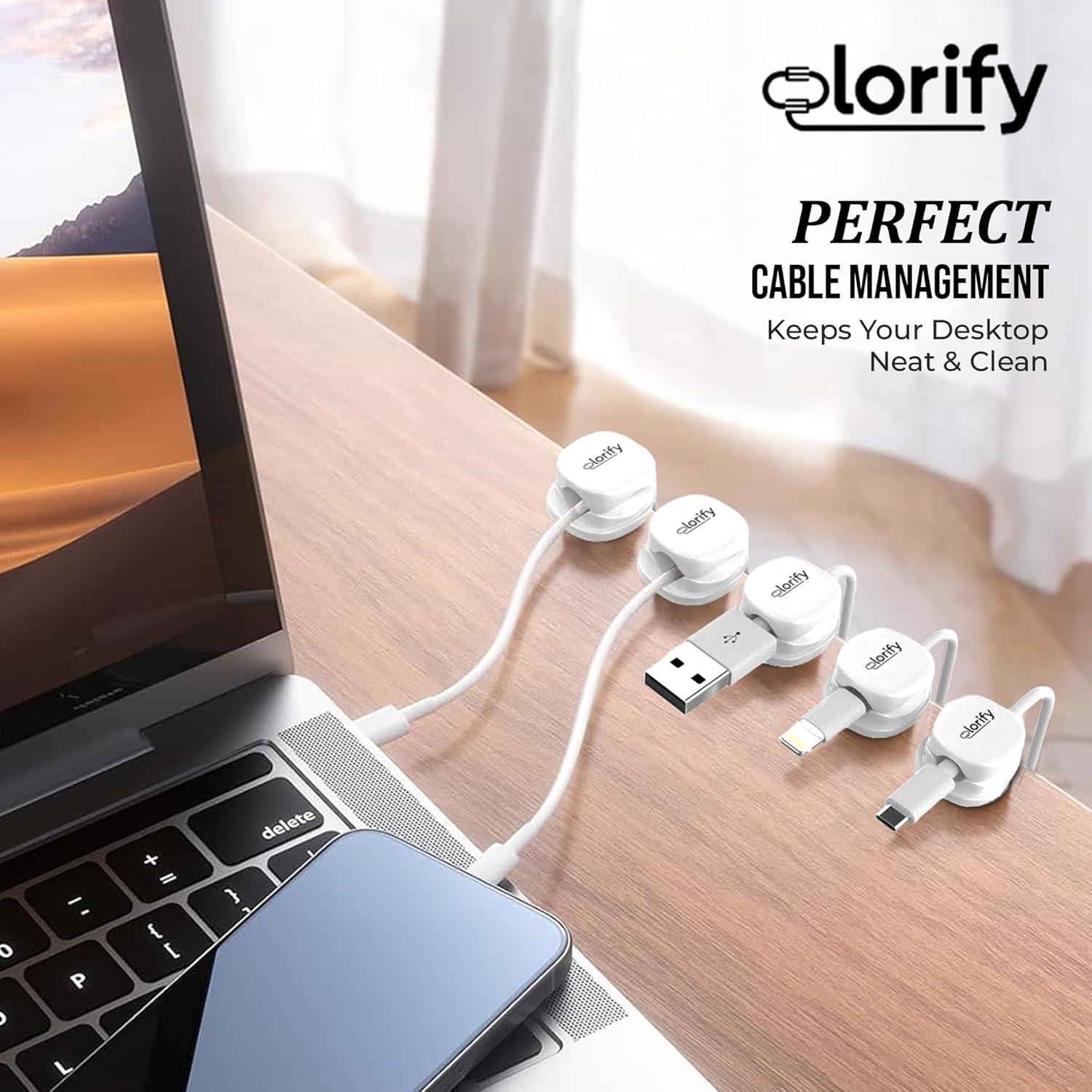 Organizador de Cables Adhesivo Olorify - Paquete de 8 Clips Blancos