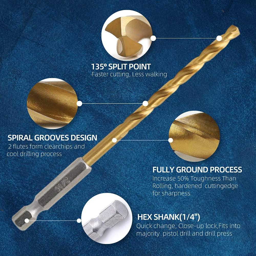 Juego de Brocas Hexagonales ARESMRO 16 Piezas HSS Titanio