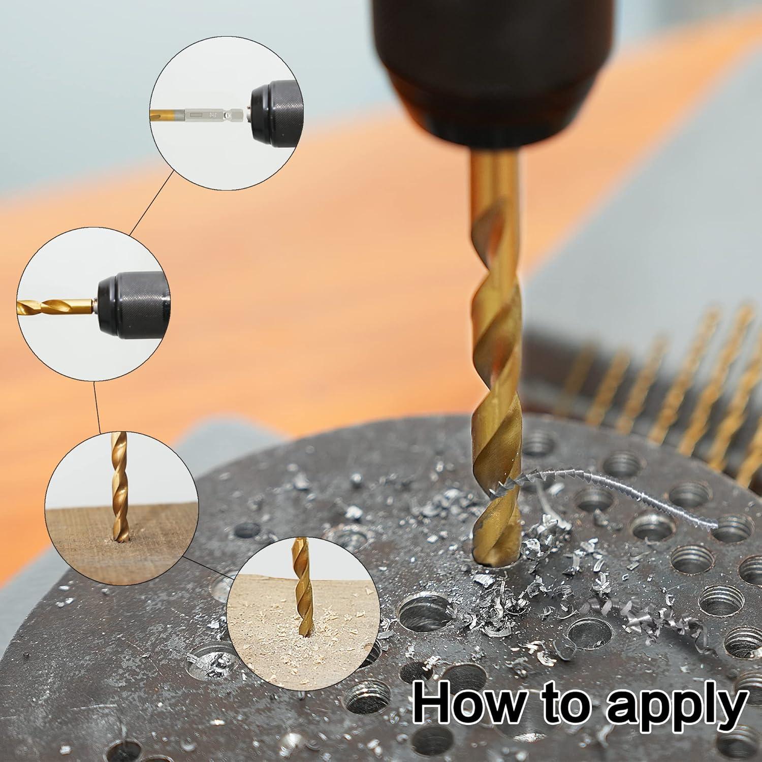 Juego de 30 Brocas de Impacto Titanio GMTOOLS HSS 1.59mm-12.70mm