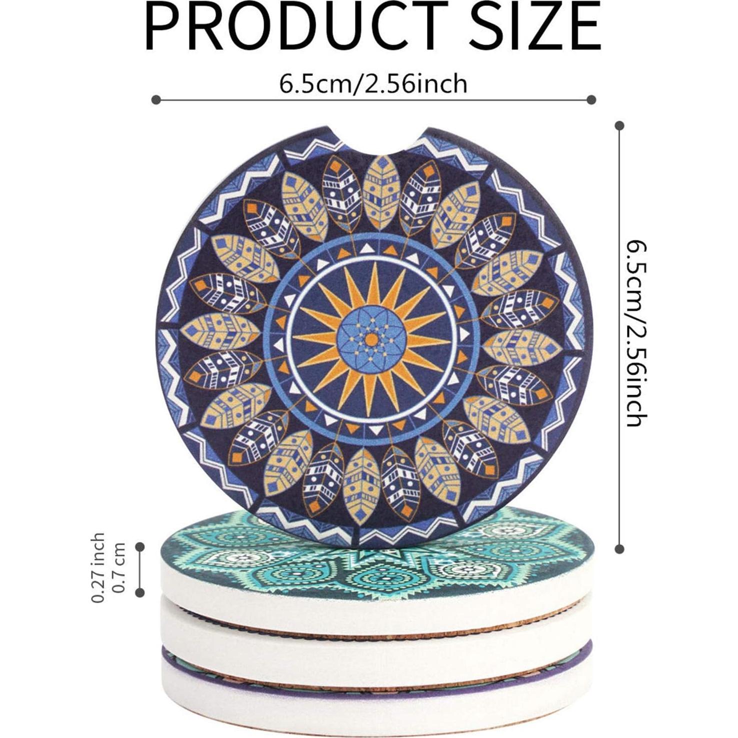 Posavasos de Cerámica Vaincre para Coche - 4 Piezas 6.5 cm