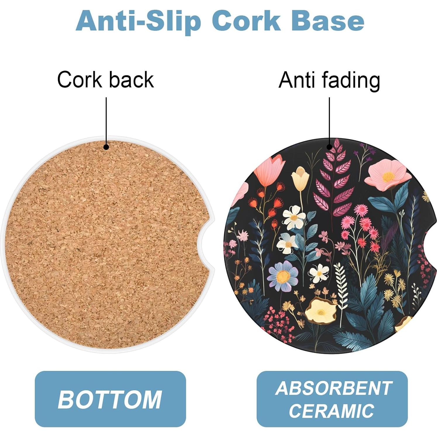 Paquete de 2 posavasos cerámicos Heainaiyoo 6.6 cm antideslizantes