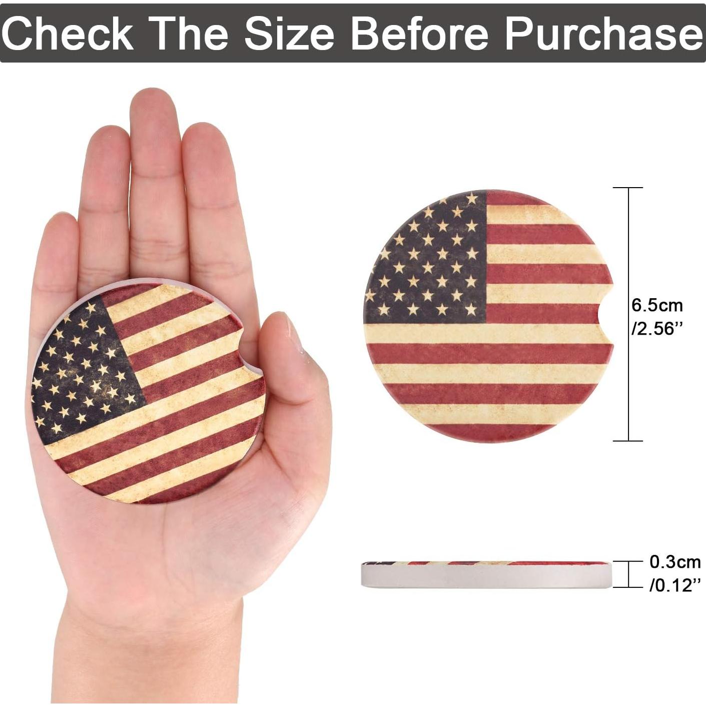 Juego de 8 Posavasos de Coche Cerámicos Boao con Bandera EE. UU.