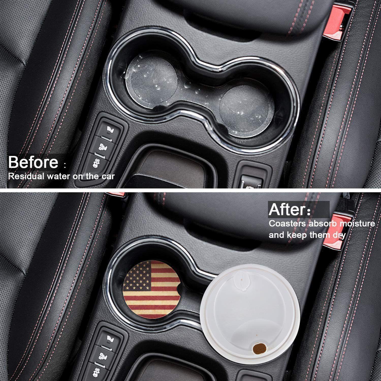 Juego de 8 Posavasos de Coche Cerámicos Boao con Bandera EE. UU.