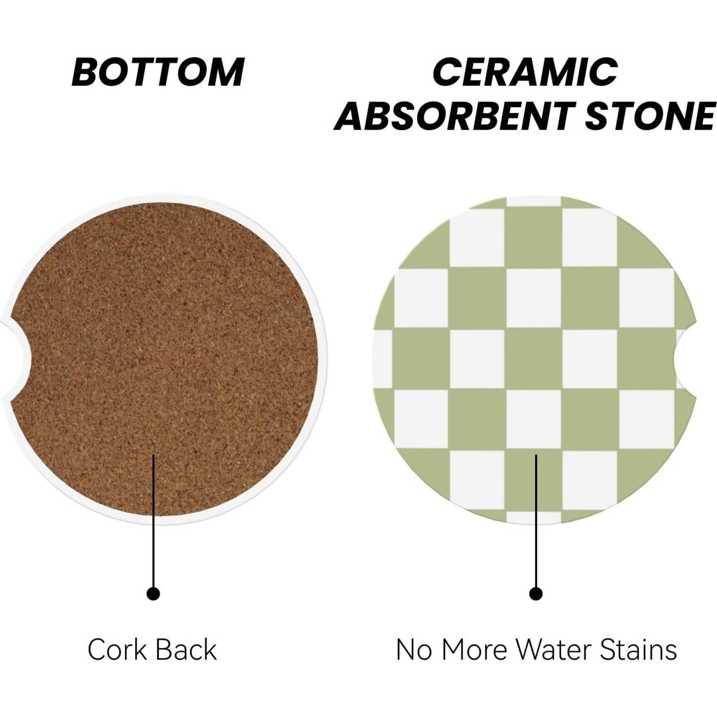 Coasters de auto Kou Marty cerámica absorbente 6.5 cm 2 paquetes