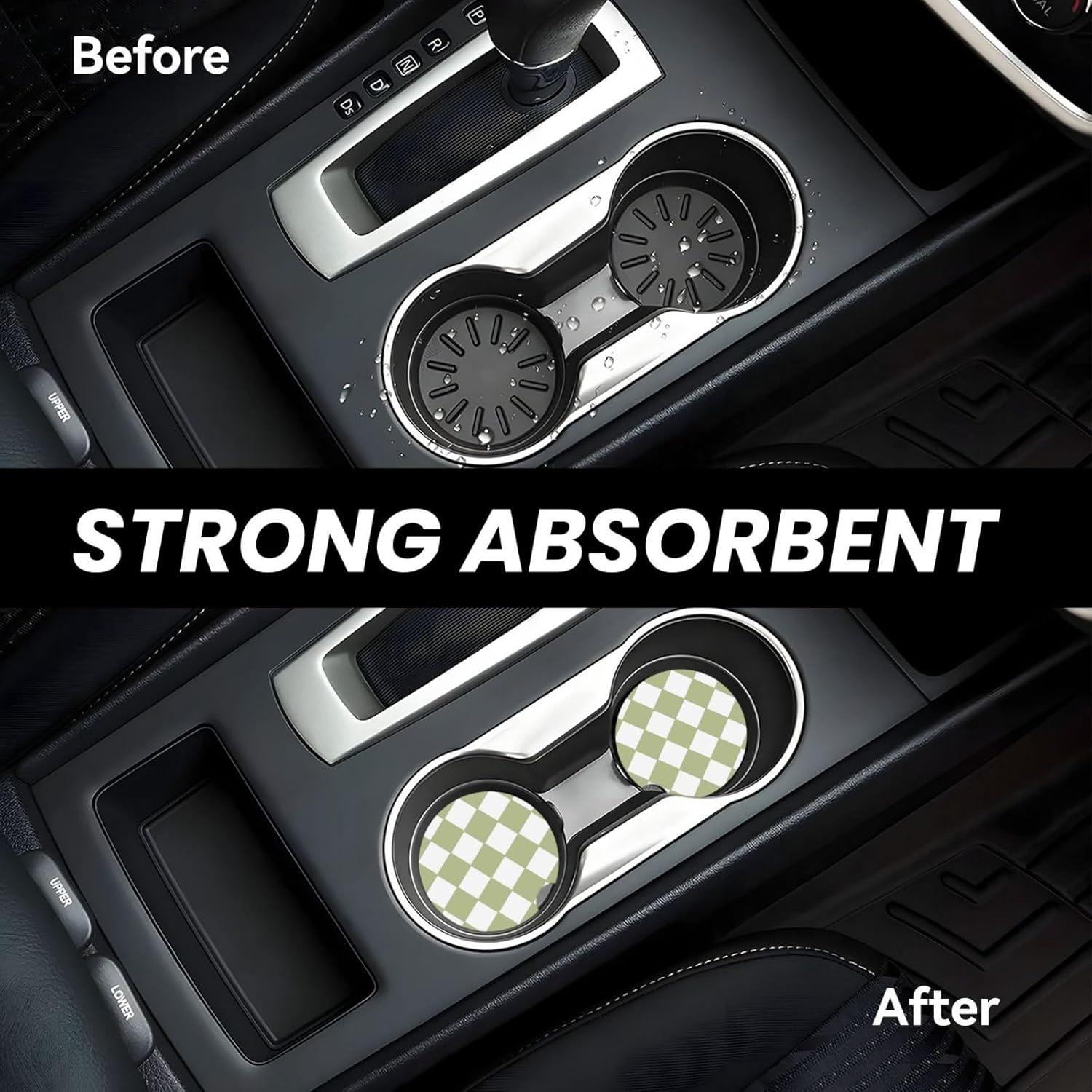 Coasters de auto Kou Marty cerámica absorbente 6.5 cm 2 paquetes